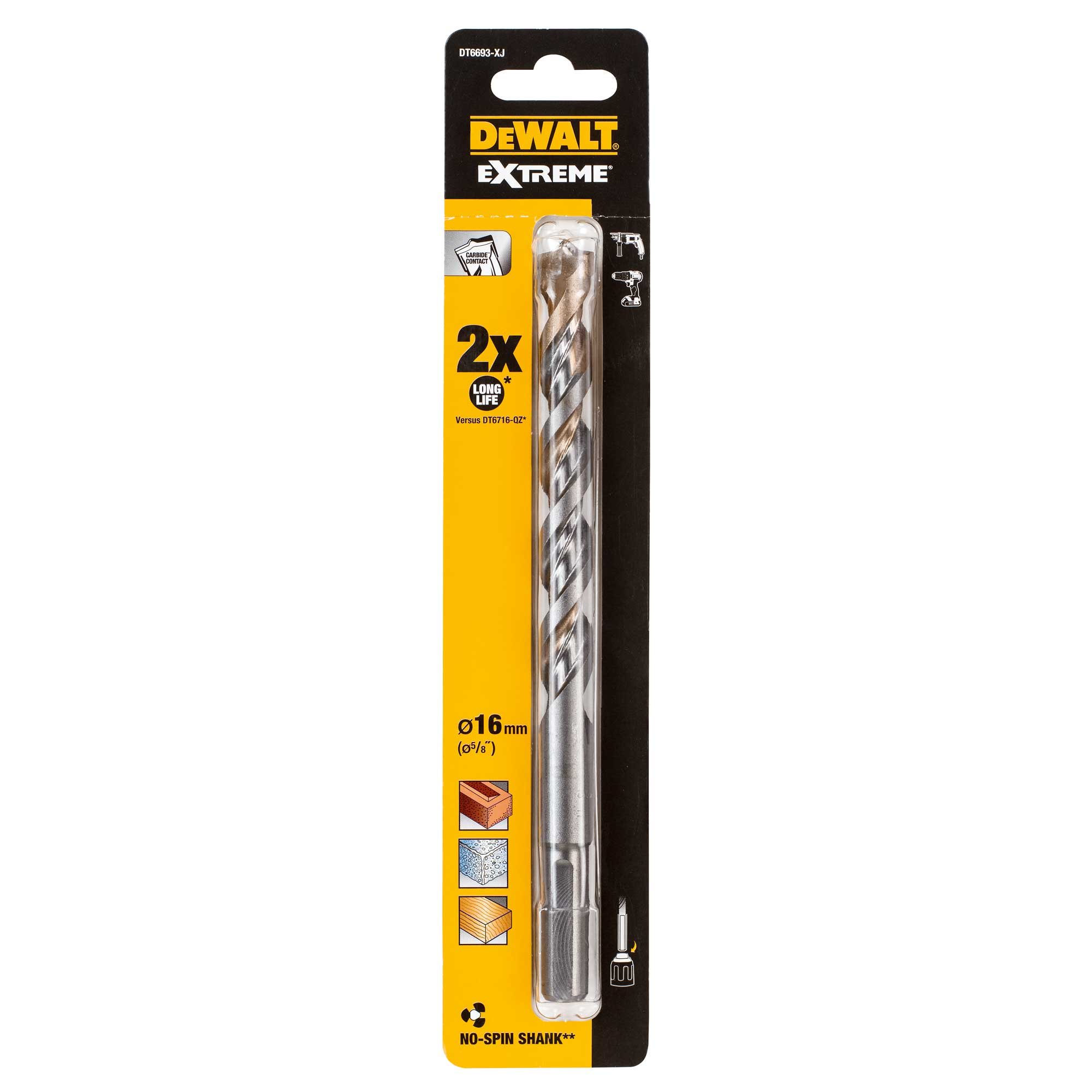 DEWALT DT6693XJ 16mm x 200mm EXTREME Masonry Dr Bit - ToolStore UK