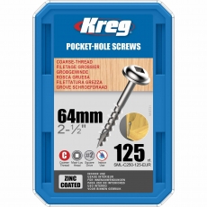 KREG SML-C250-125-INT 64mm No.8 Coarse Washer Head Screws 125pk KREG SML-C250-125-INT 64mm No.8 Coarse Washer Head Screws 125pk
