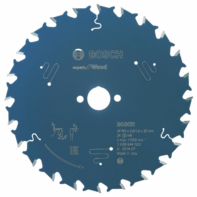 BOSCH 2608644022 165mm x 20mm 24T Circular Saw Blade ToolStore UK