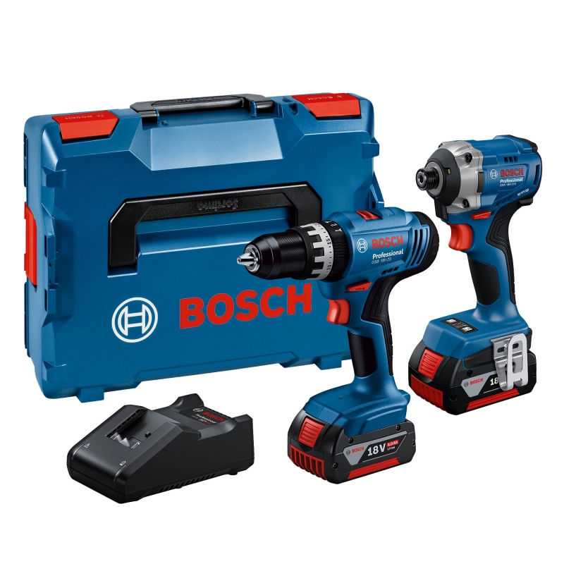 BOSCH BOSCH GSB18V-25/GDR18V-215 18v Twin Pack with 2x4ah Battieries