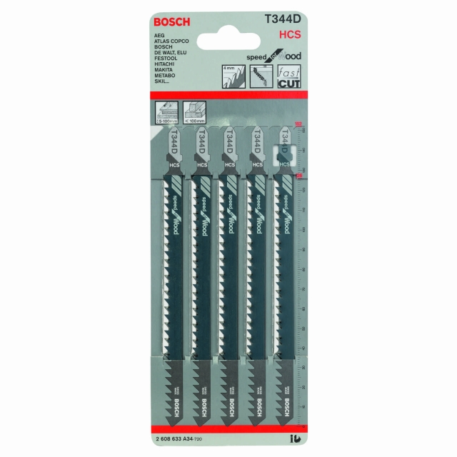 BOSCH Jigsaw blade T 344 D Speed for Wood 5 pack ToolStore UK