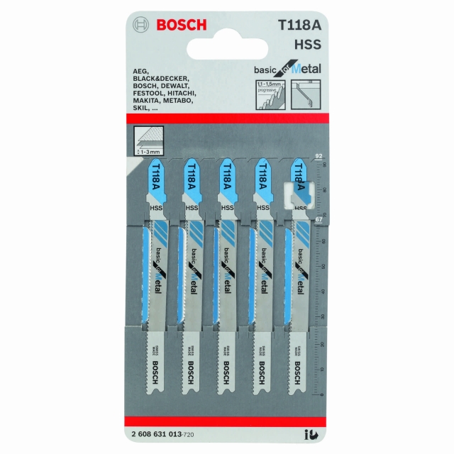 BOSCH Jigsaw blade T 118 A Basic for Metal 5 pack ToolStore UK