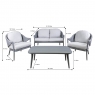 DELLONDA Dellonda Echo 4-Piece Aluminium Outdoor Garden Sofa Arm Chair & Coffee Table Set