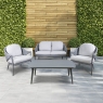 DELLONDA Dellonda Echo 4-Piece Aluminium Outdoor Garden Sofa Arm Chair & Coffee Table Set